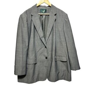 Lauren RLR Womens Blazer 20W Gray Tailored Two Button Stretch Officewear Career